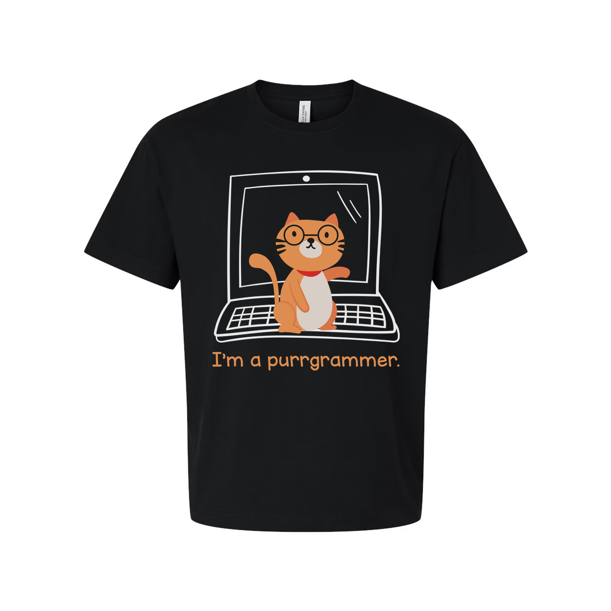 Unisex Cat Programmer T Shirt With Glasses On Laptop Graphic Purrrgrammer Humor Tee