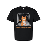 Unisex Cat Programmer T Shirt With Glasses On Laptop Graphic Purrrgrammer Humor Tee