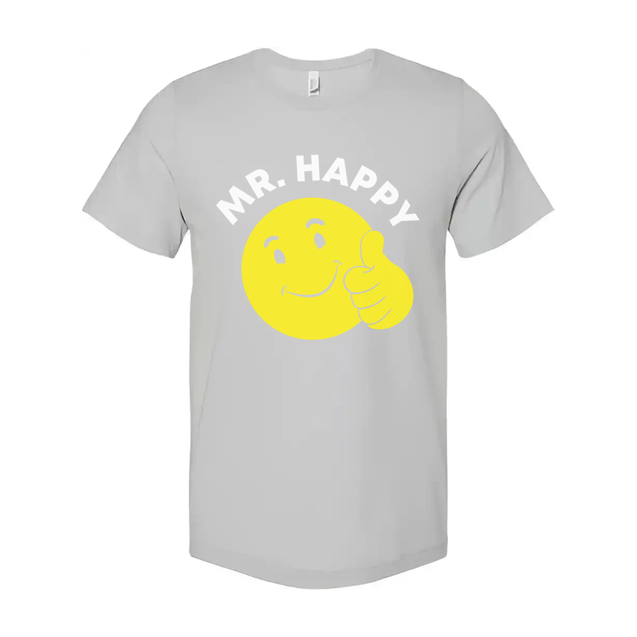 Mr. Happy Yellow Smiley Face Graphic T Shirt Unisex Short Sleeve Cotton Tee With Thumbs Up