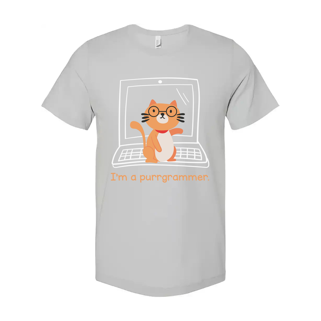 Unisex Cat Programmer T Shirt With Glasses On Laptop Graphic Purrrgrammer Humor Tee