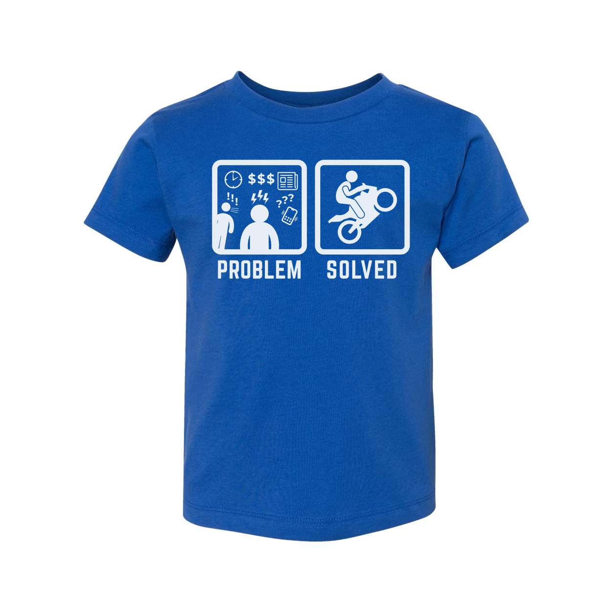 Funny Unisex T Shirt Graphic Tee With Problem Solved Motorcycle Illustration Design