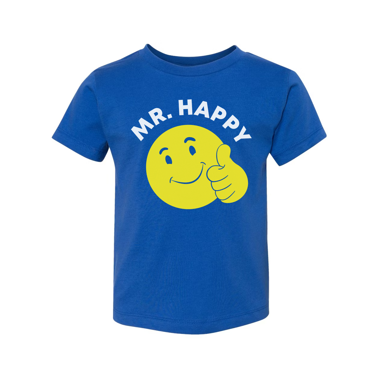 Mr. Happy Yellow Smiley Face Graphic T Shirt Unisex Short Sleeve Cotton Tee With Thumbs Up