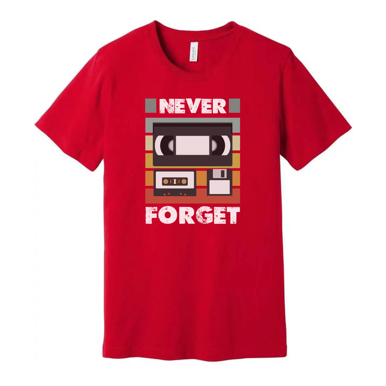 Never Forget Retro Cassette Tape Graphic Unisex Cotton Short Sleeve Tee For Everyday Casual Wear