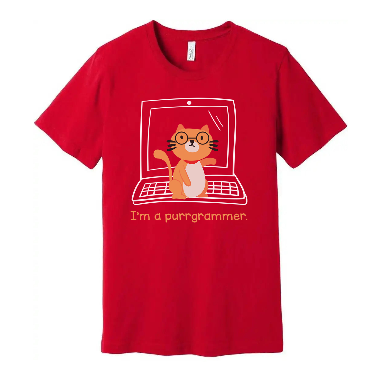 Unisex Cat Programmer T Shirt With Glasses On Laptop Graphic Purrrgrammer Humor Tee