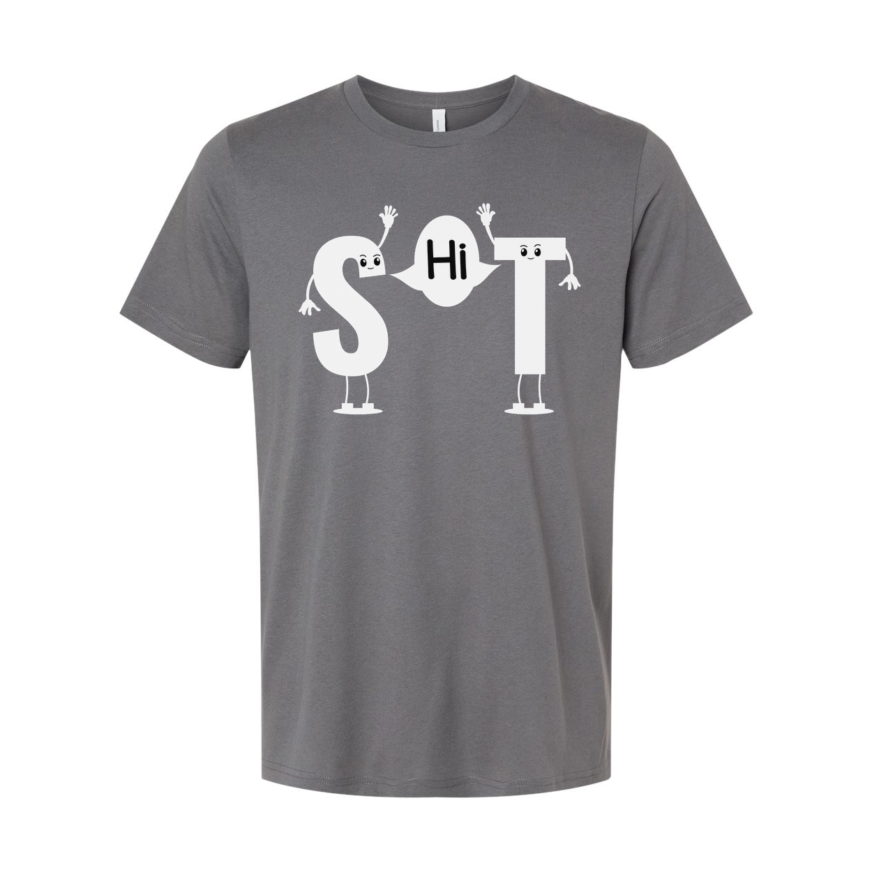 White Unisex T Shirt With SHiT Letters Graphic Featuring Cute Cartoon Characters
