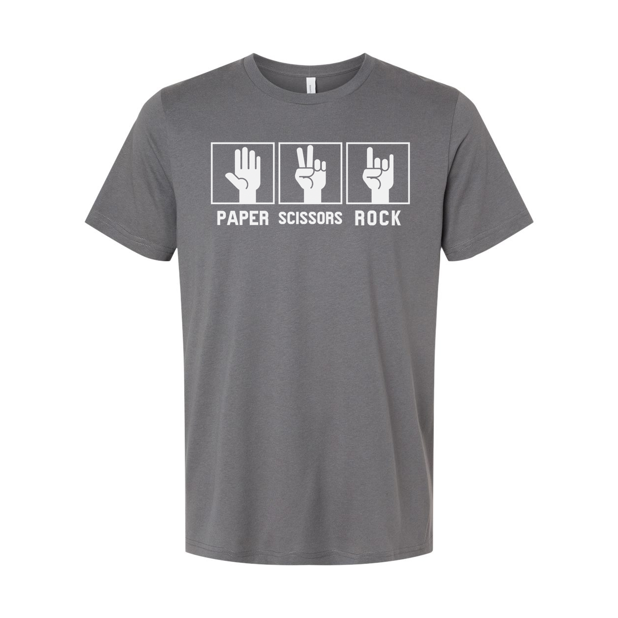 Humorous Graphic T Shirt Unisex Tee With Paper Scissors Rock Hand Sign Icons Soft Cotton Comfort Fit