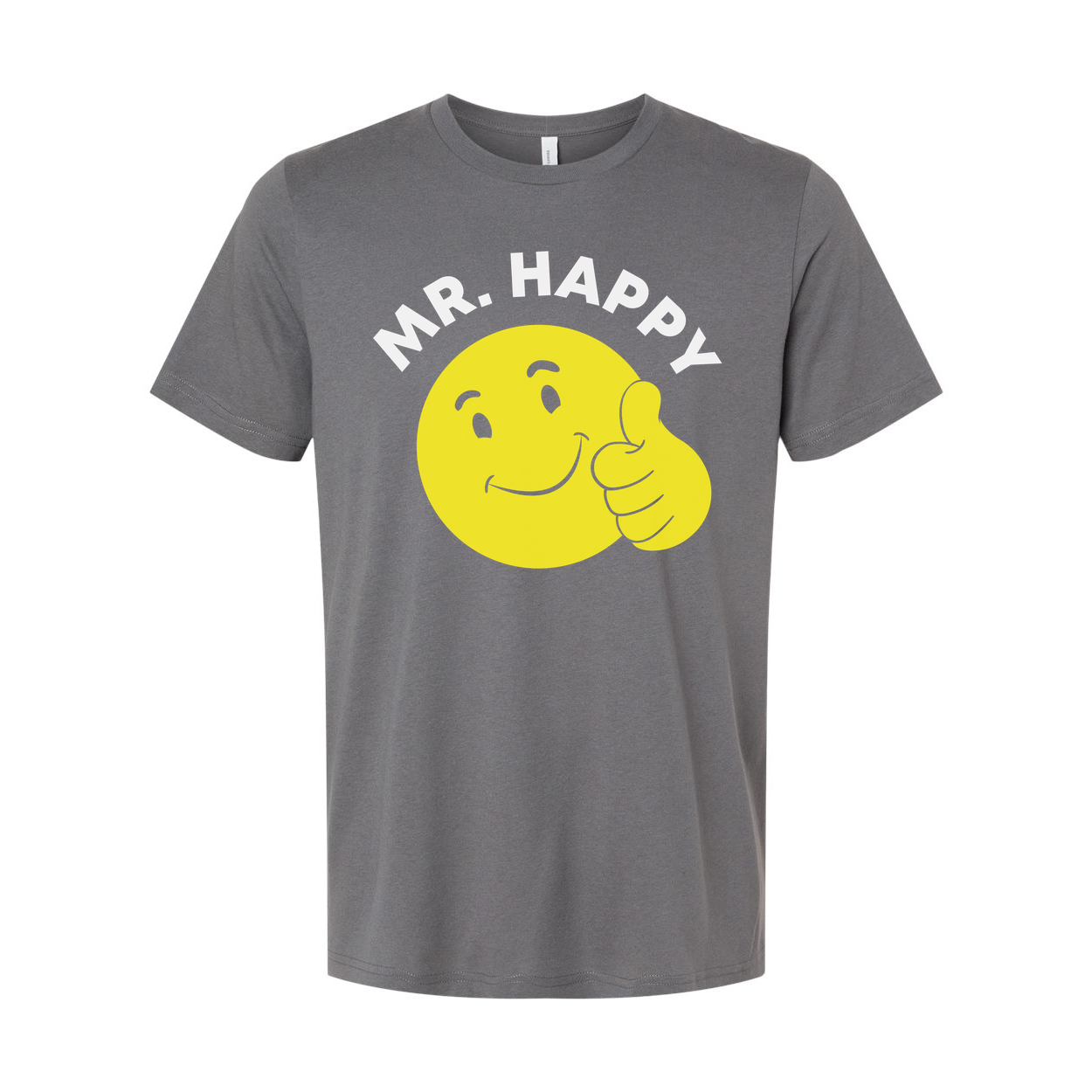 Mr. Happy Yellow Smiley Face Graphic T Shirt Unisex Short Sleeve Cotton Tee With Thumbs Up