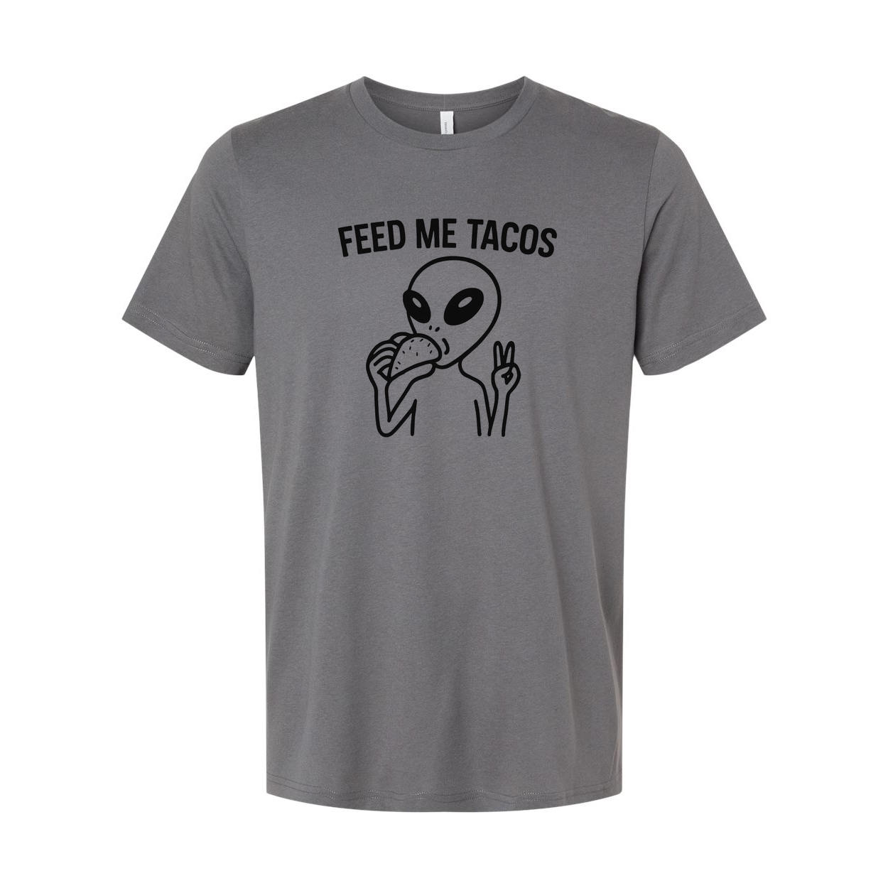 Feed Me Tacos Alien Graphic T Shirt Unisex Tee With Taco Eating Illustration Design