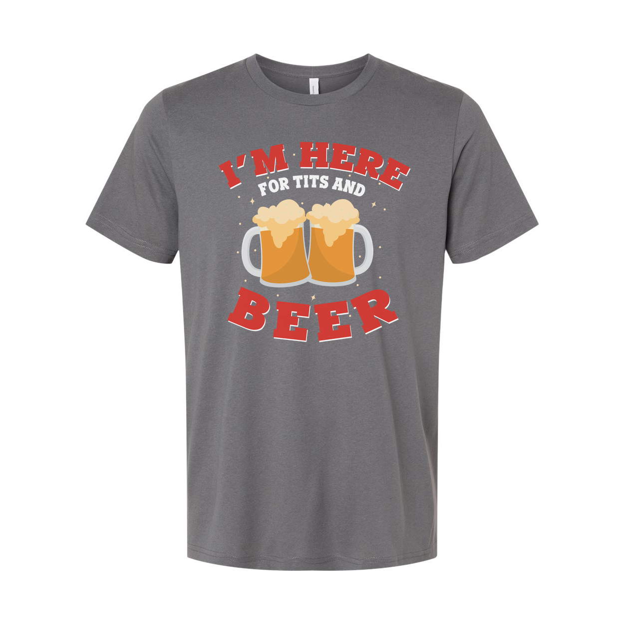 I'm Here For Tits And Beer Unisex Graphic Tee With Beer Mug Illustration For Party Or Gift