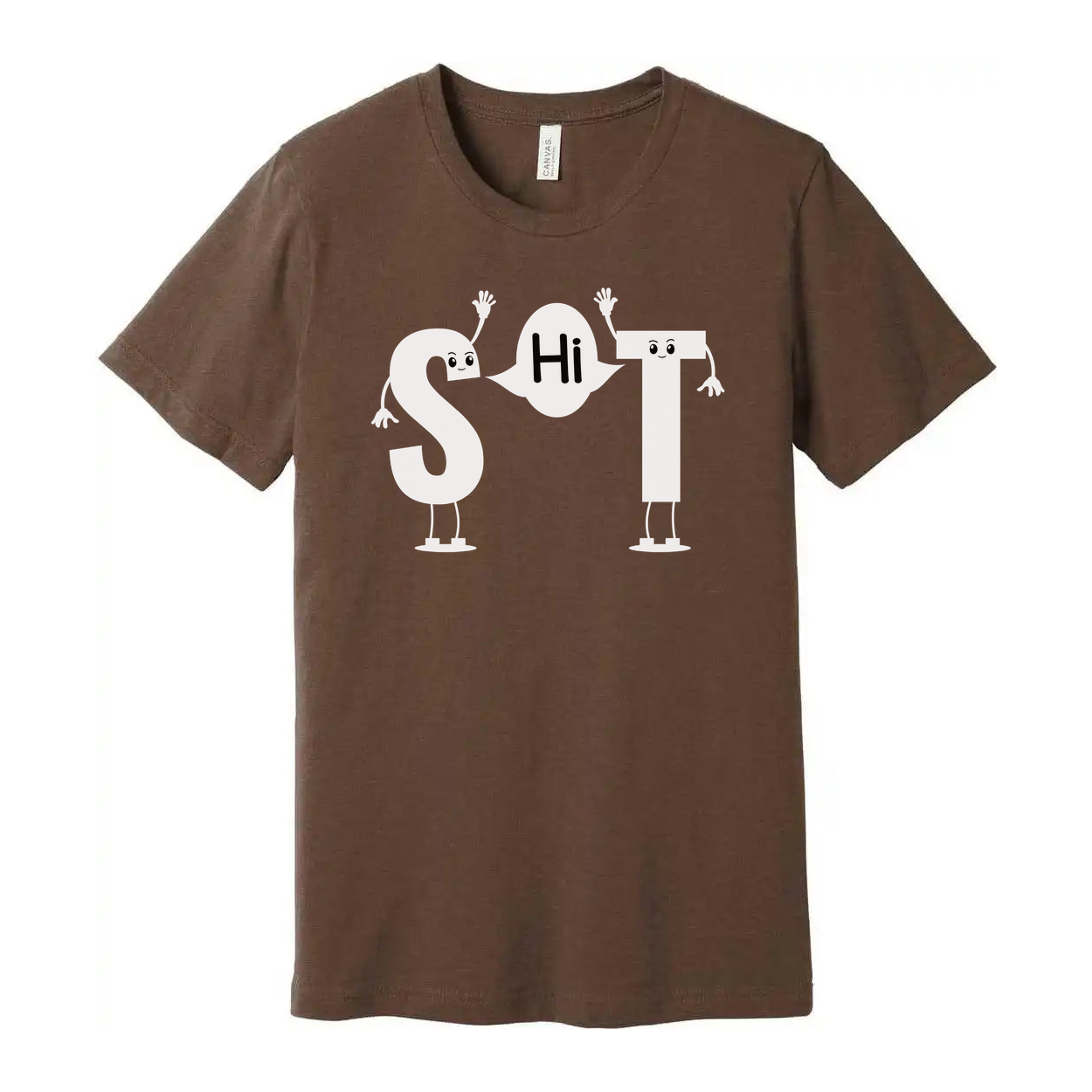 White Unisex T Shirt With SHiT Letters Graphic Featuring Cute Cartoon Characters