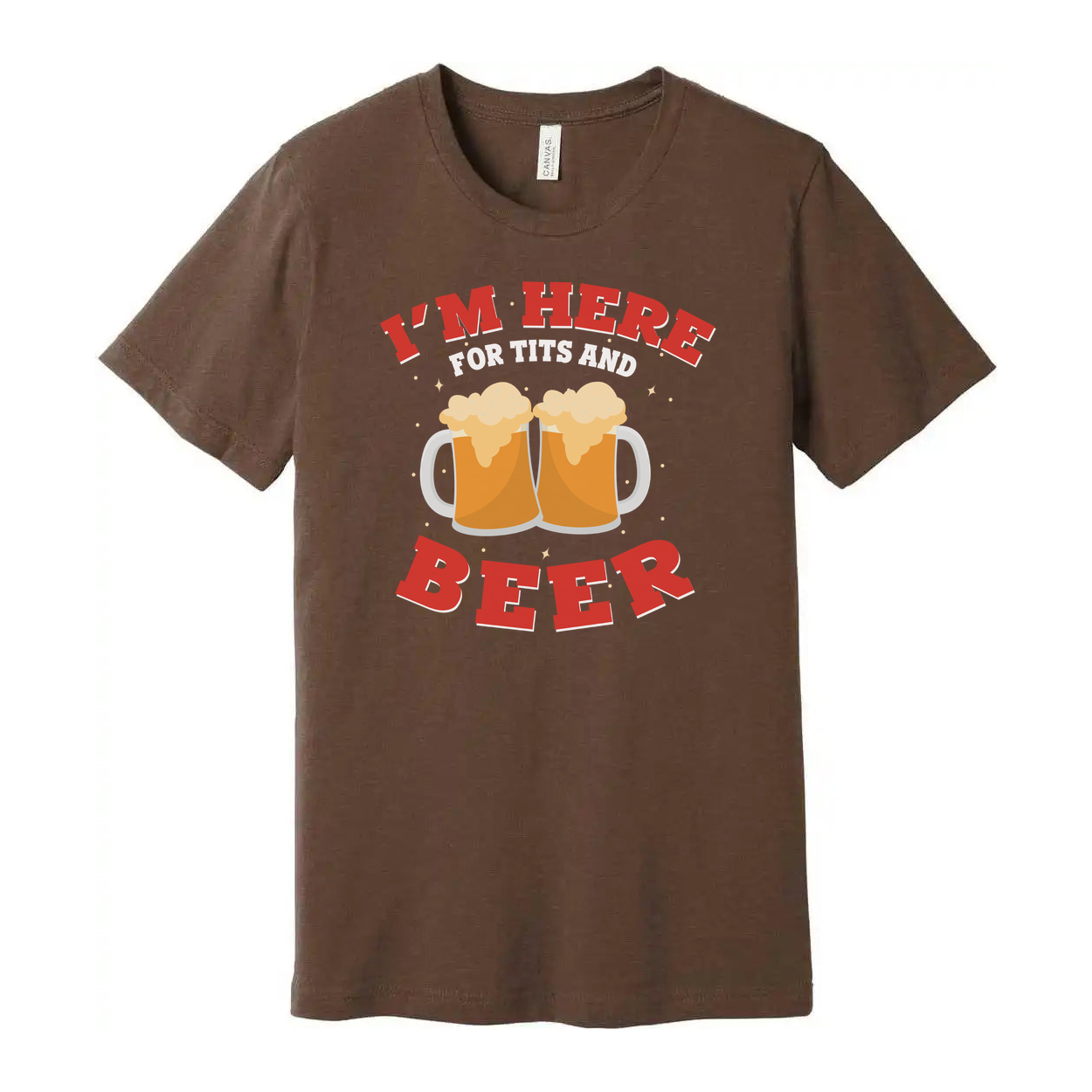 I'm Here For Tits And Beer Unisex Graphic Tee With Beer Mug Illustration For Party Or Gift