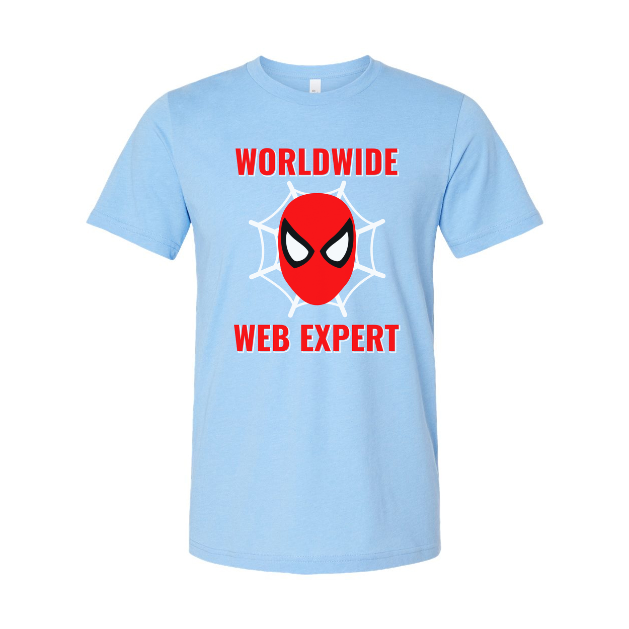 Worldwide Web Expert Unisex T Shirt With Spider Web Graphic And Red Mask Design Artwork