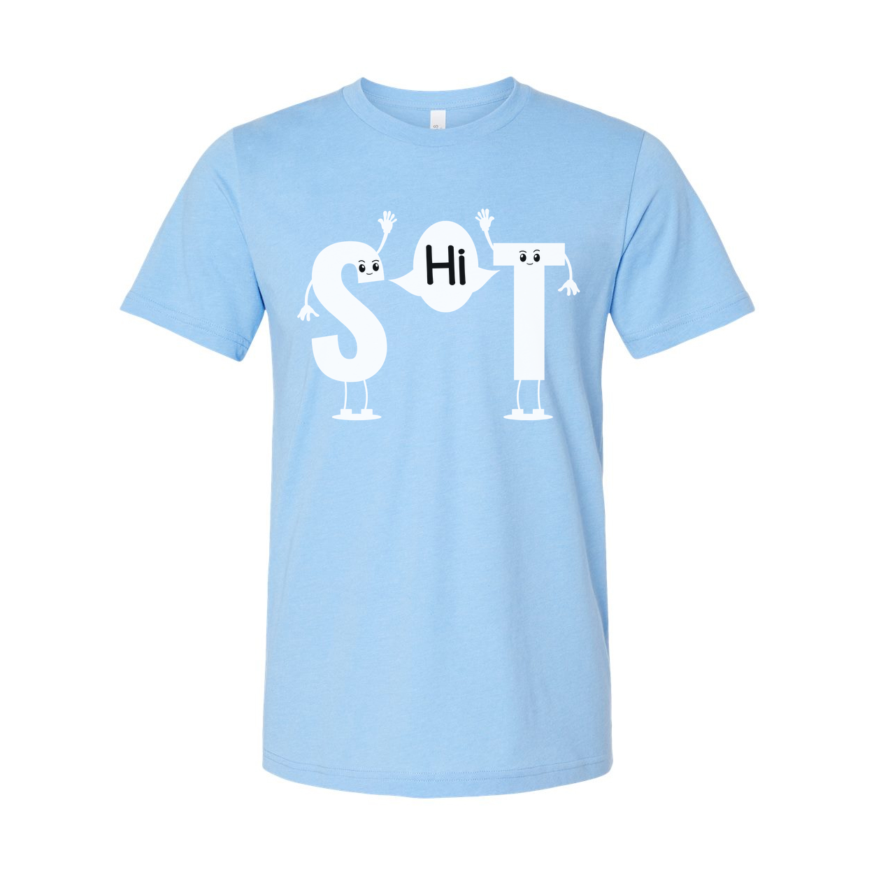 White Unisex T Shirt With SHiT Letters Graphic Featuring Cute Cartoon Characters
