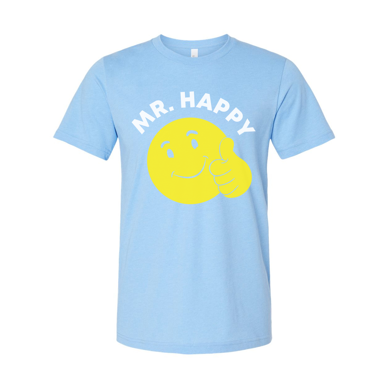 Mr. Happy Yellow Smiley Face Graphic T Shirt Unisex Short Sleeve Cotton Tee With Thumbs Up