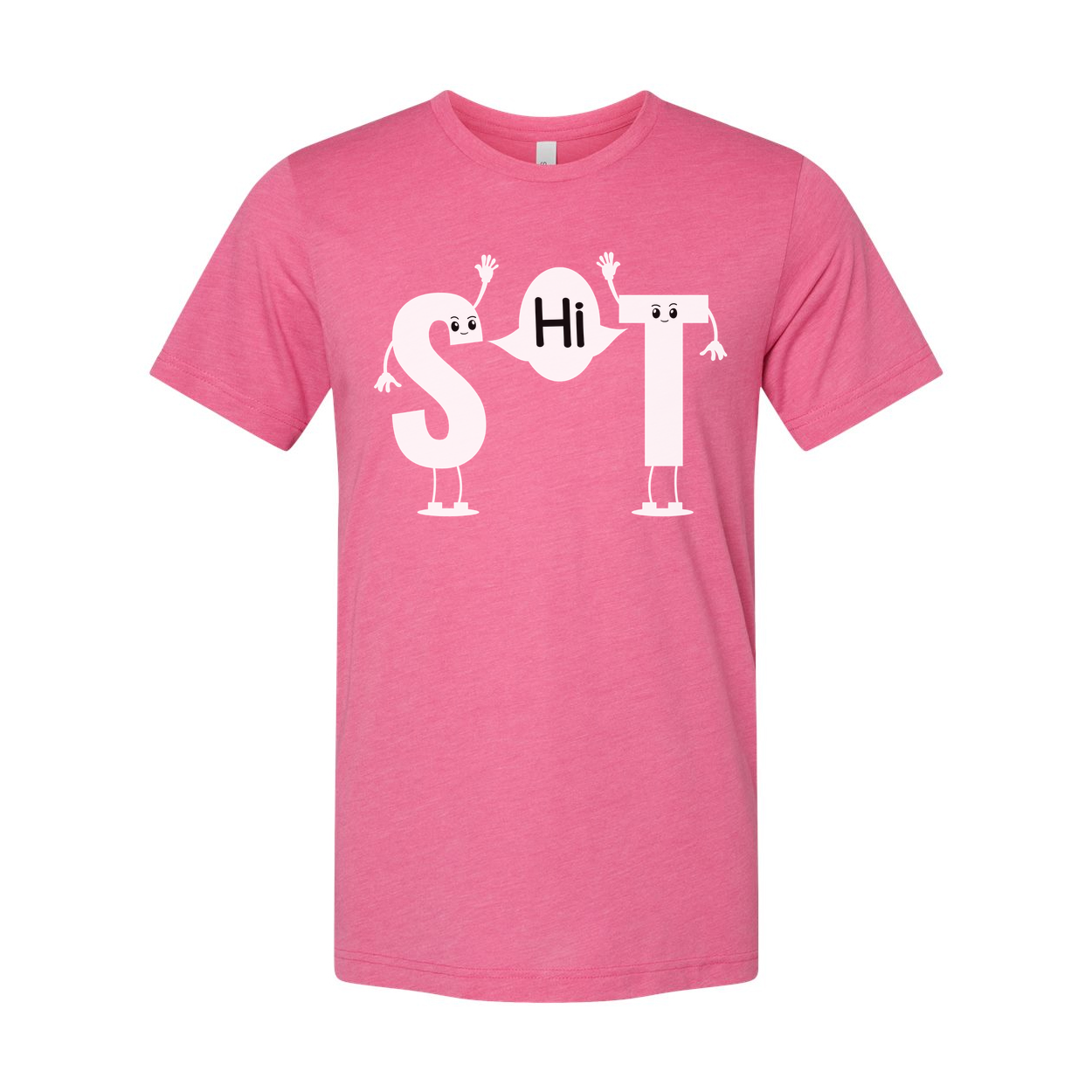 White Unisex T Shirt With SHiT Letters Graphic Featuring Cute Cartoon Characters