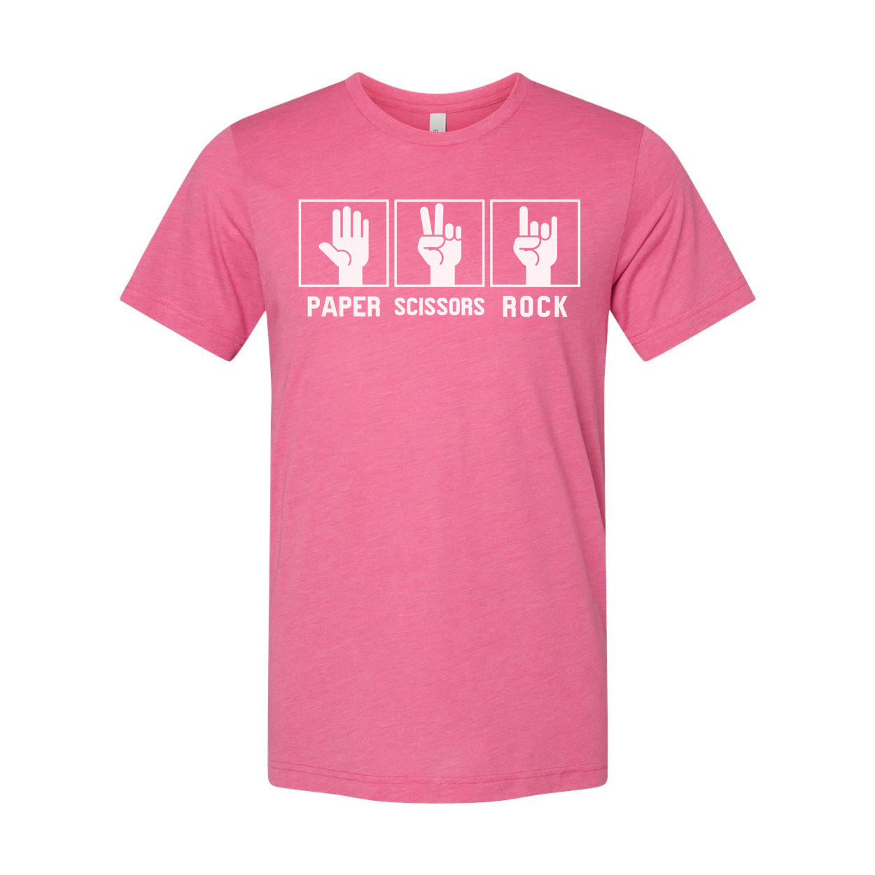 Humorous Graphic T Shirt Unisex Tee With Paper Scissors Rock Hand Sign Icons Soft Cotton Comfort Fit