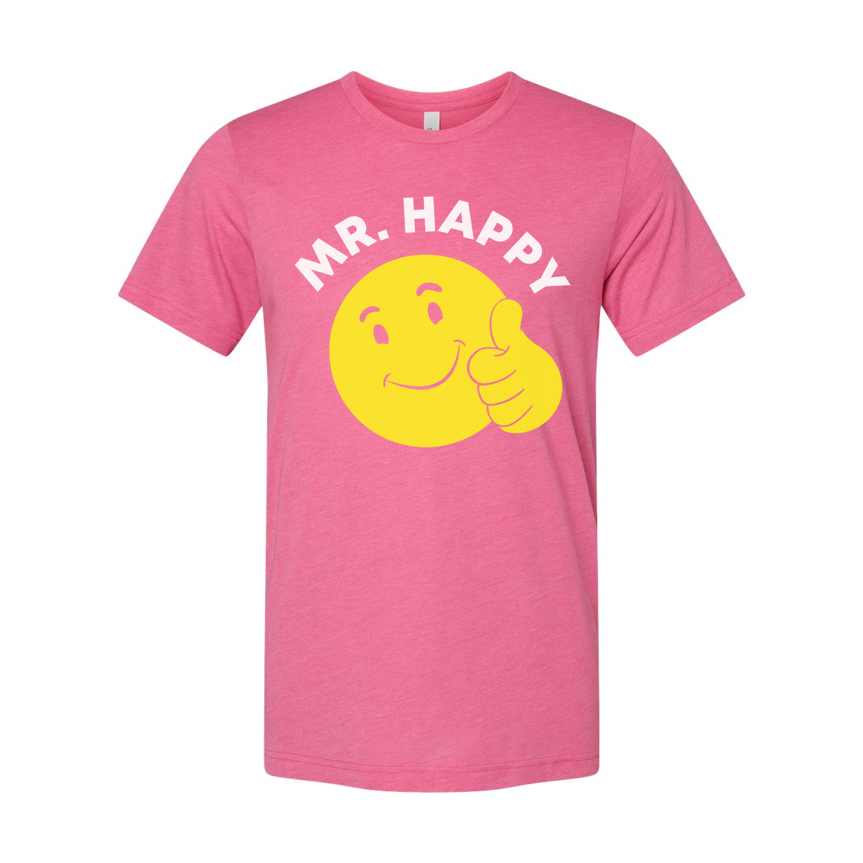 Mr. Happy Yellow Smiley Face Graphic T Shirt Unisex Short Sleeve Cotton Tee With Thumbs Up