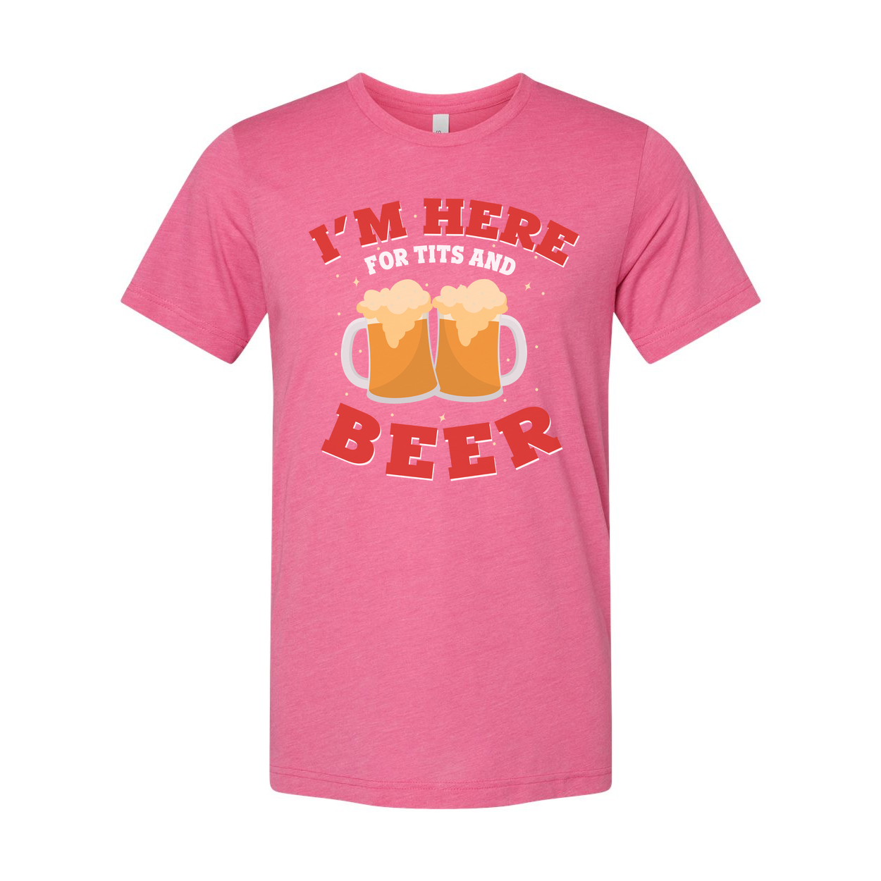 I'm Here For Tits And Beer Unisex Graphic Tee With Beer Mug Illustration For Party Or Gift