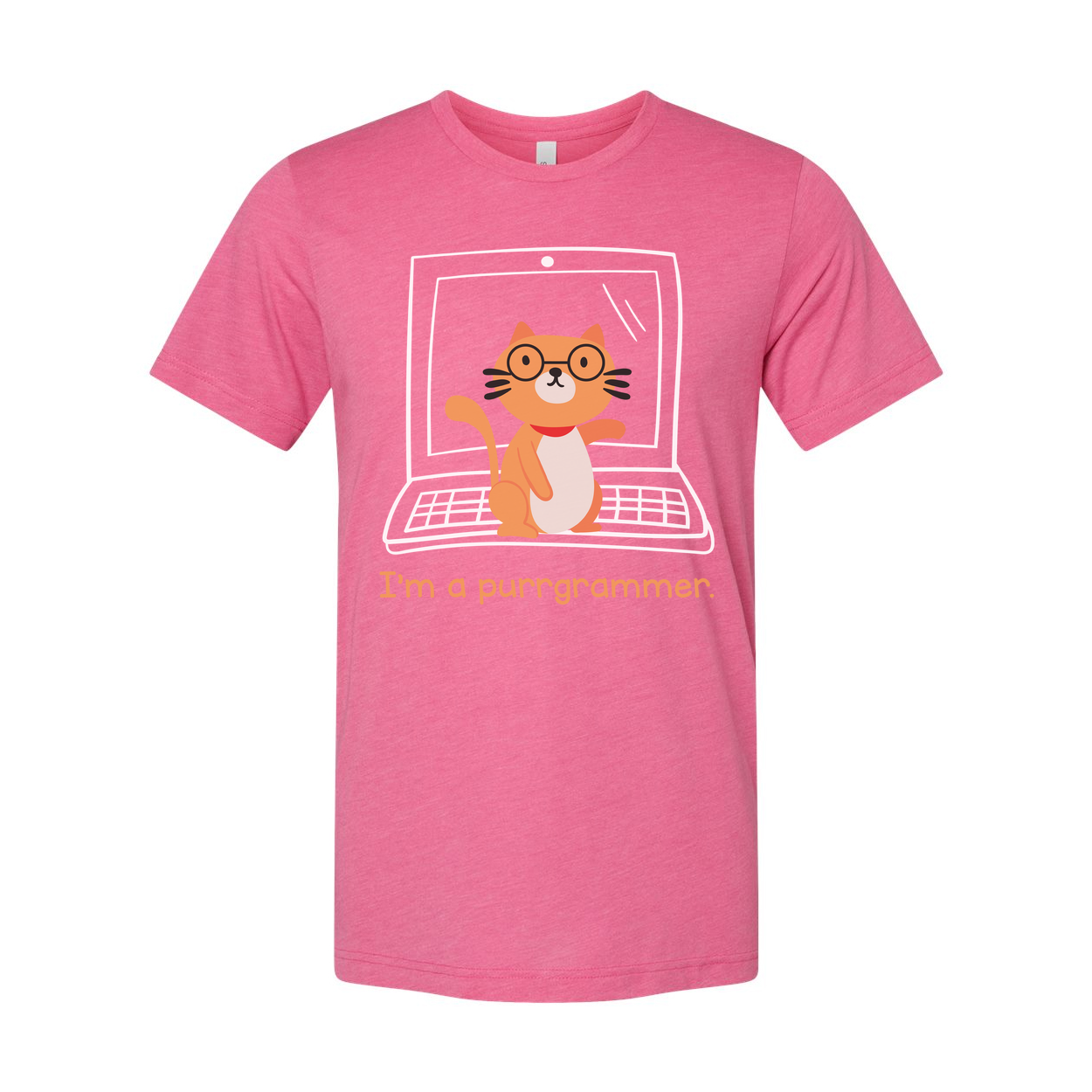 Unisex Cat Programmer T Shirt With Glasses On Laptop Graphic Purrrgrammer Humor Tee