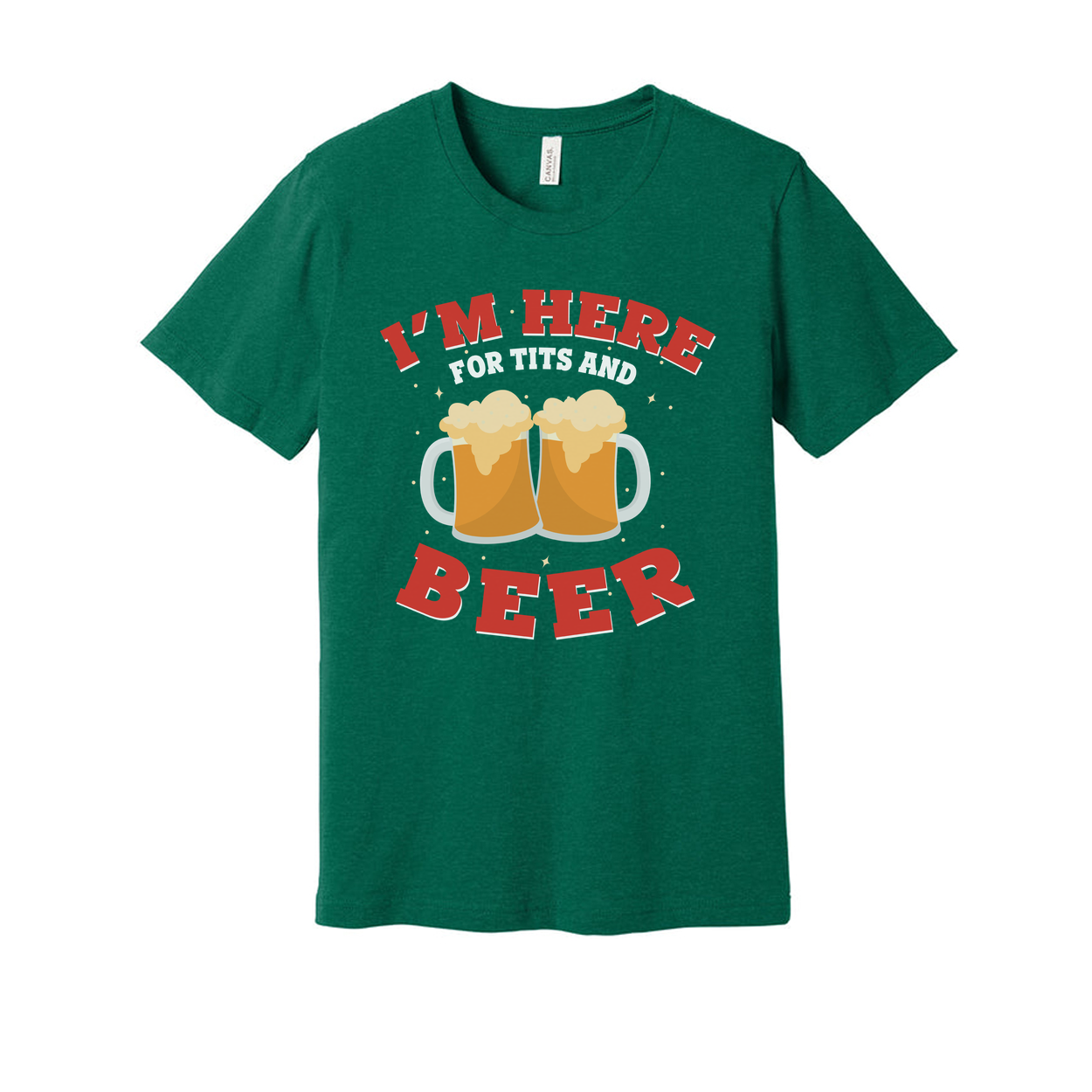I'm Here For Tits And Beer Unisex Graphic Tee With Beer Mug Illustration For Party Or Gift