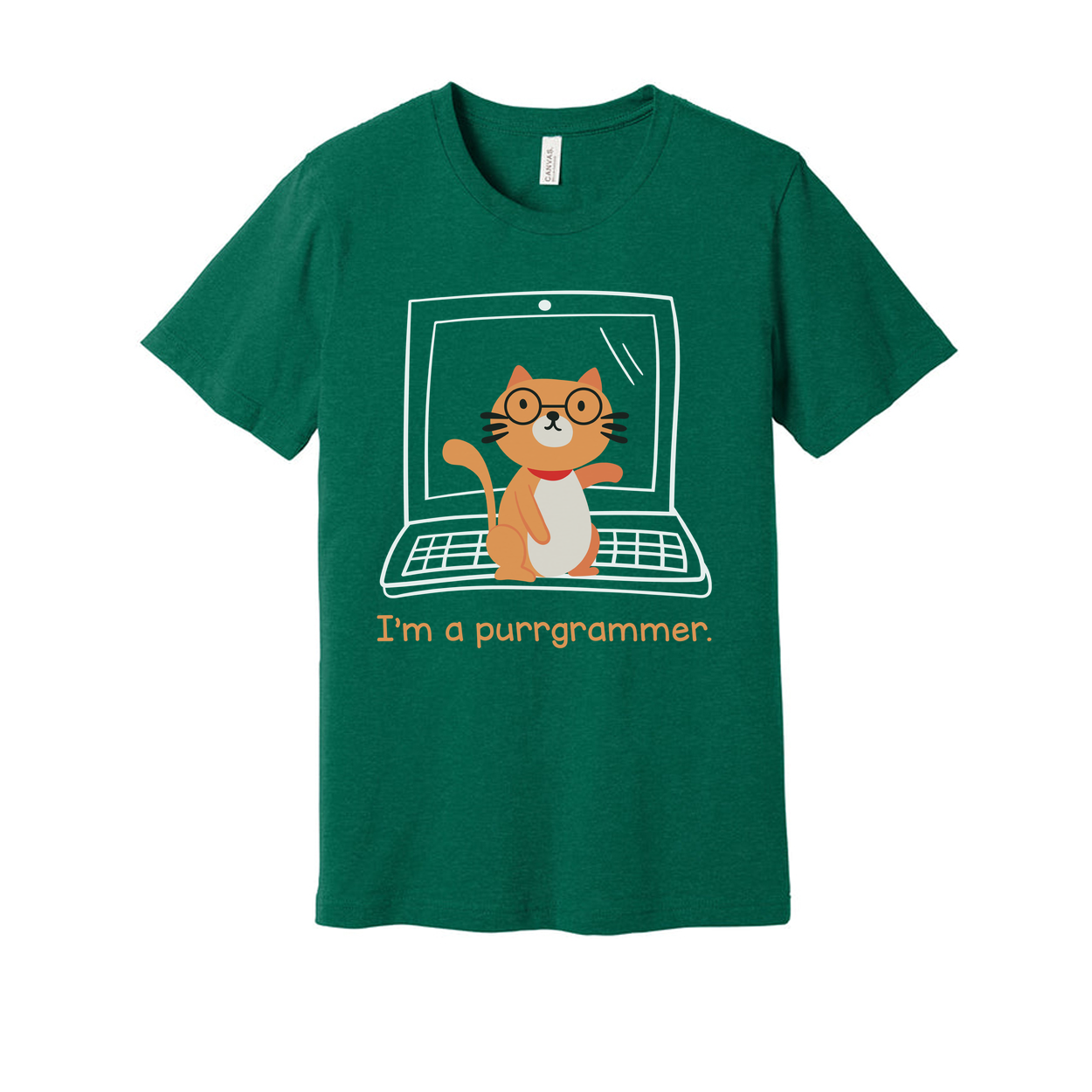 Unisex Cat Programmer T Shirt With Glasses On Laptop Graphic Purrrgrammer Humor Tee
