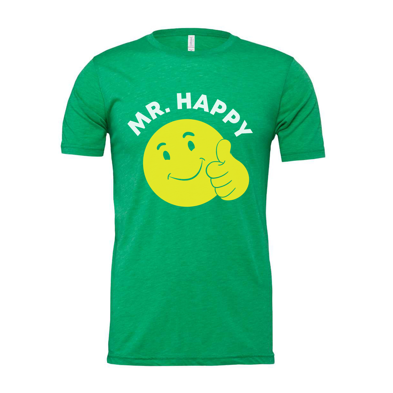 Mr. Happy Yellow Smiley Face Graphic T Shirt Unisex Short Sleeve Cotton Tee With Thumbs Up