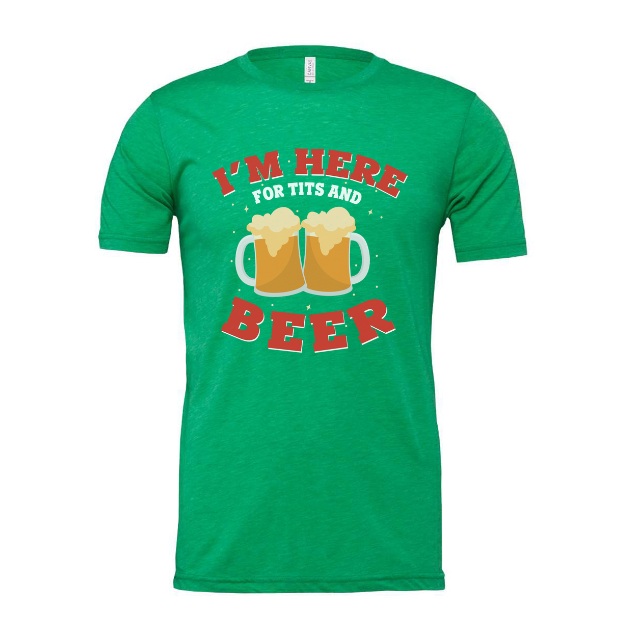 I'm Here For Tits And Beer Unisex Graphic Tee With Beer Mug Illustration For Party Or Gift