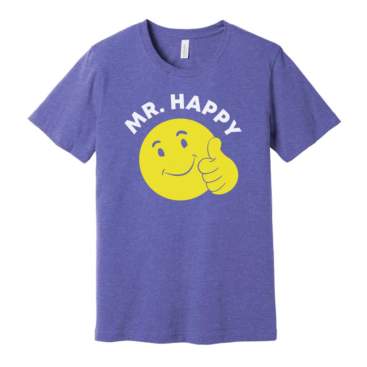 Mr. Happy Yellow Smiley Face Graphic T Shirt Unisex Short Sleeve Cotton Tee With Thumbs Up