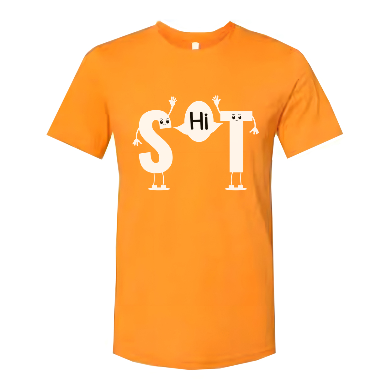 White Unisex T Shirt With SHiT Letters Graphic Featuring Cute Cartoon Characters