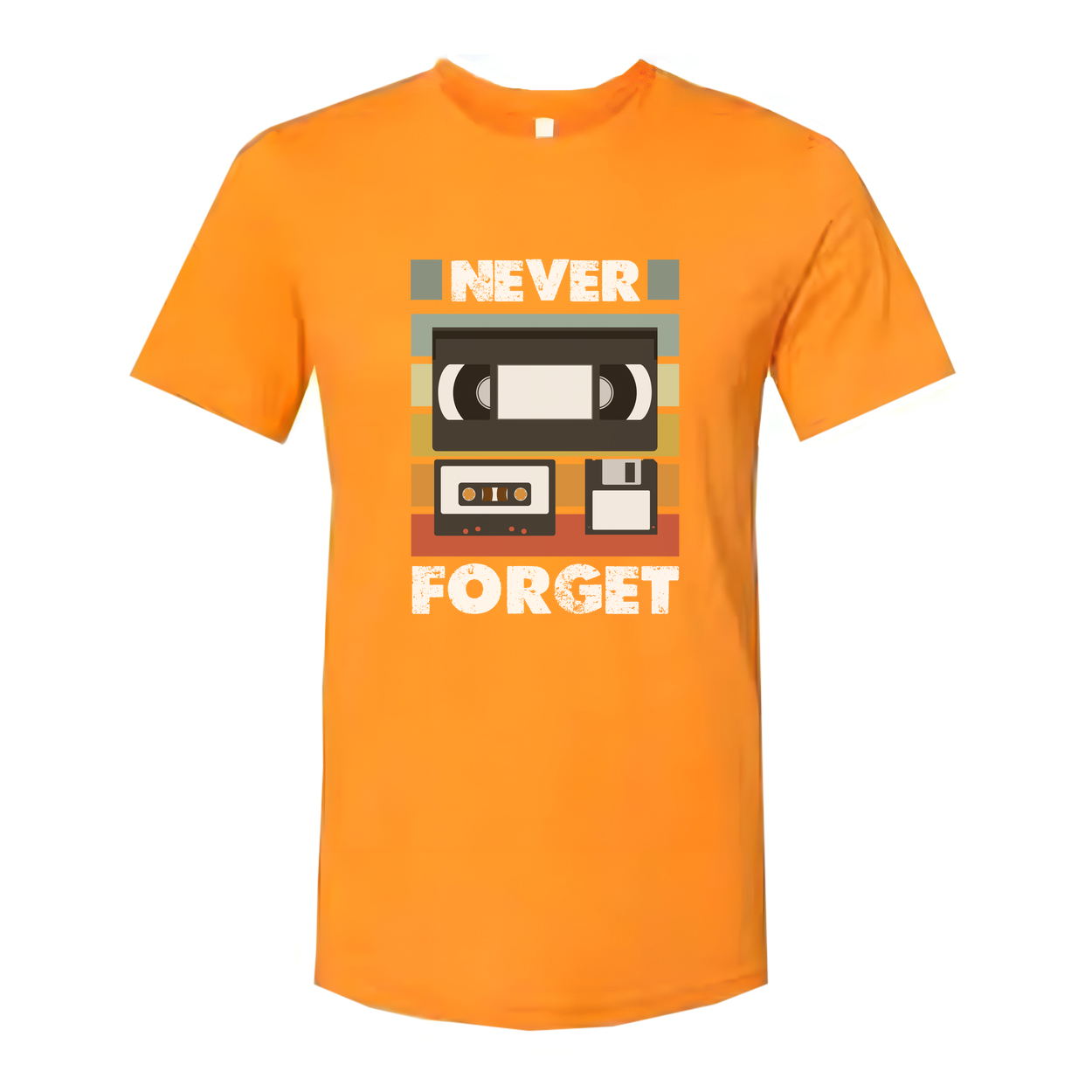 Never Forget Retro Cassette Tape Graphic Unisex Cotton Short Sleeve Tee For Everyday Casual Wear