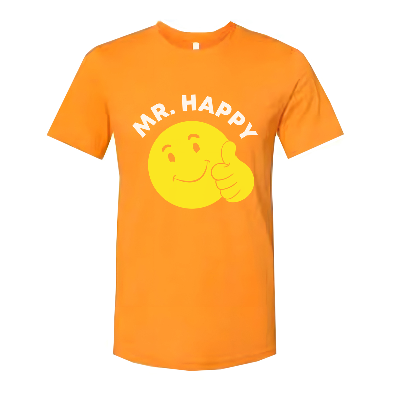 Mr. Happy Yellow Smiley Face Graphic T Shirt Unisex Short Sleeve Cotton Tee With Thumbs Up