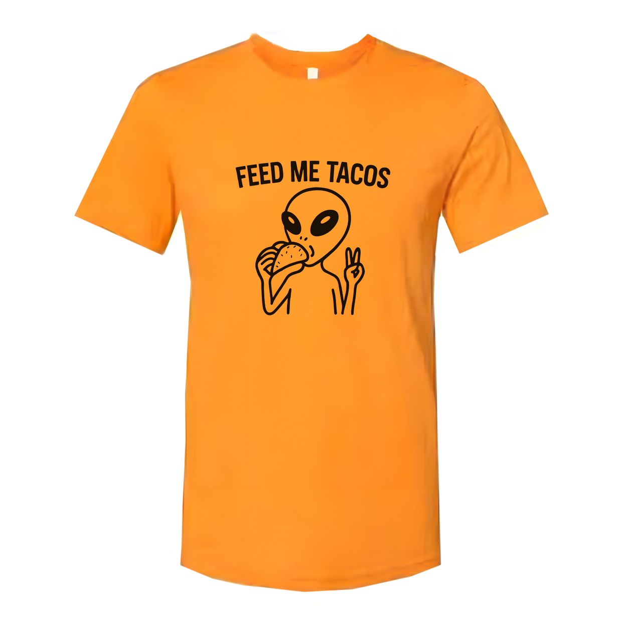 Feed Me Tacos Alien Graphic T Shirt Unisex Tee With Taco Eating Illustration Design