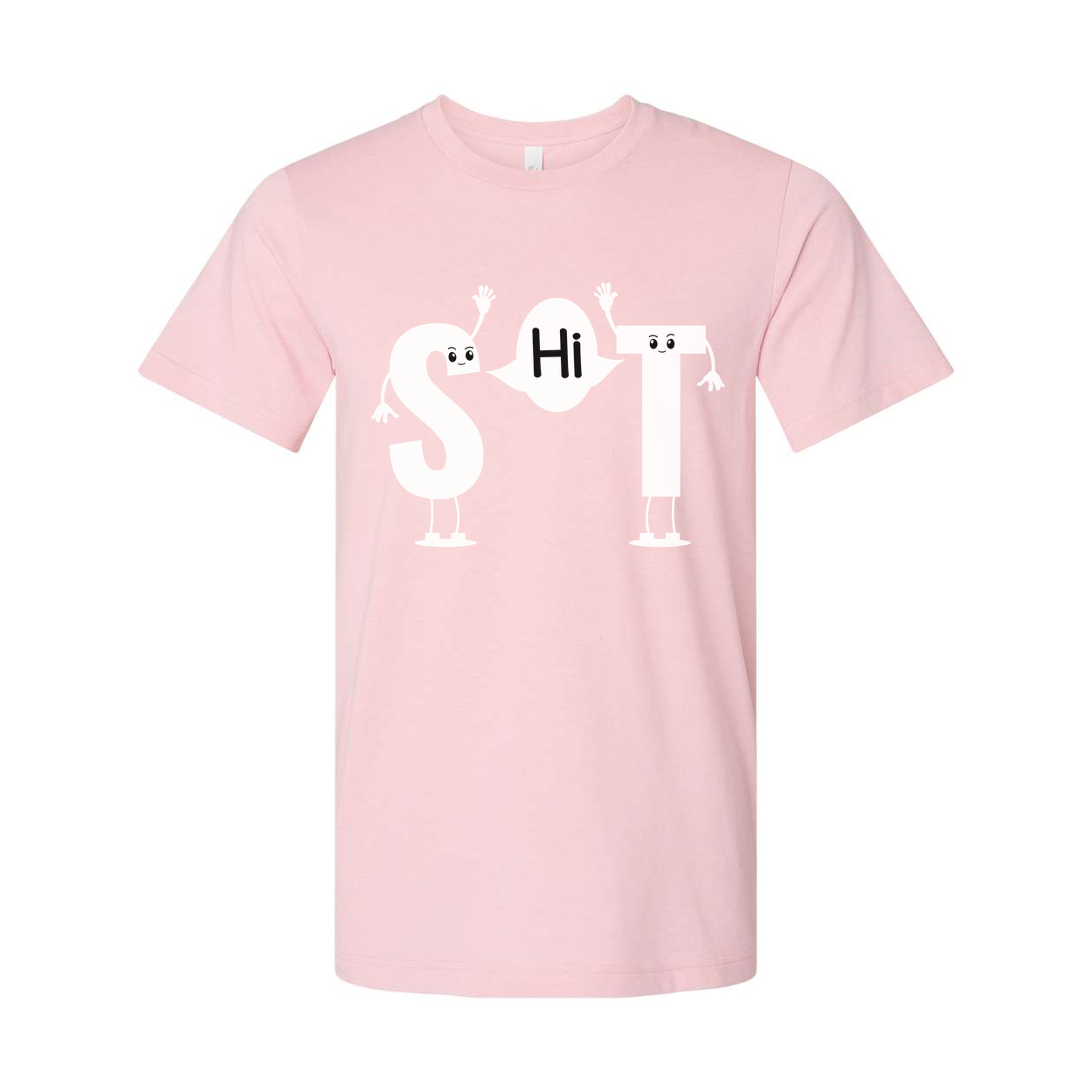 White Unisex T Shirt With SHiT Letters Graphic Featuring Cute Cartoon Characters