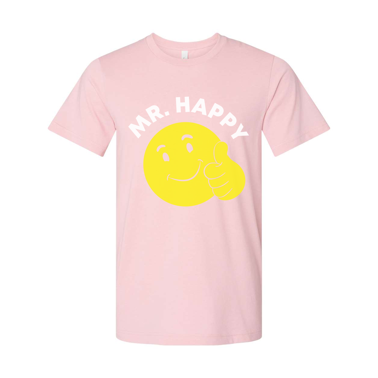 Mr. Happy Yellow Smiley Face Graphic T Shirt Unisex Short Sleeve Cotton Tee With Thumbs Up