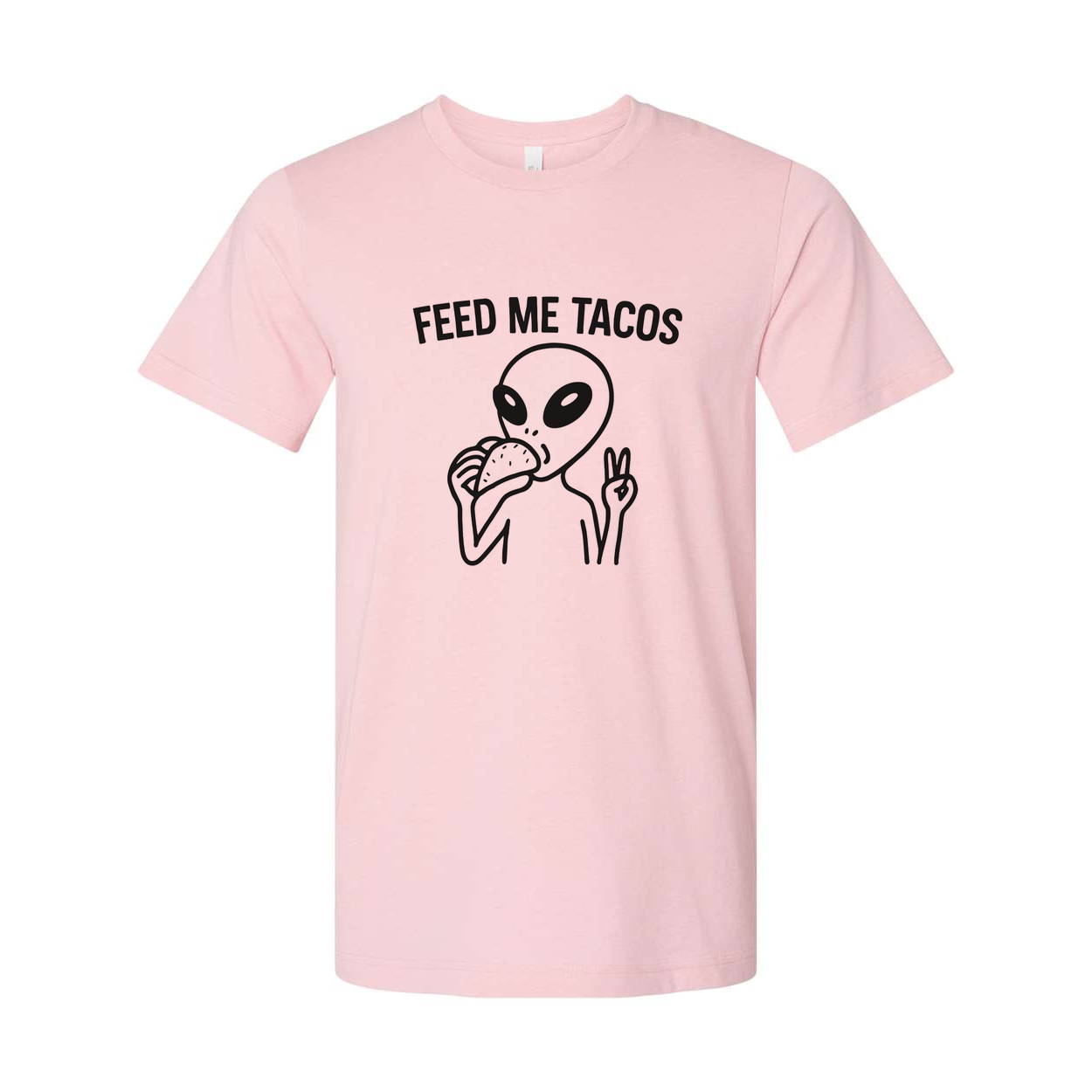 Feed Me Tacos Alien Graphic T Shirt Unisex Tee With Taco Eating Illustration Design