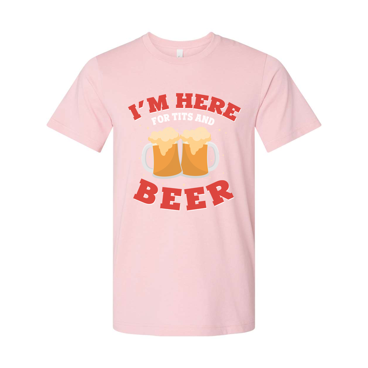 I'm Here For Tits And Beer Unisex Graphic Tee With Beer Mug Illustration For Party Or Gift