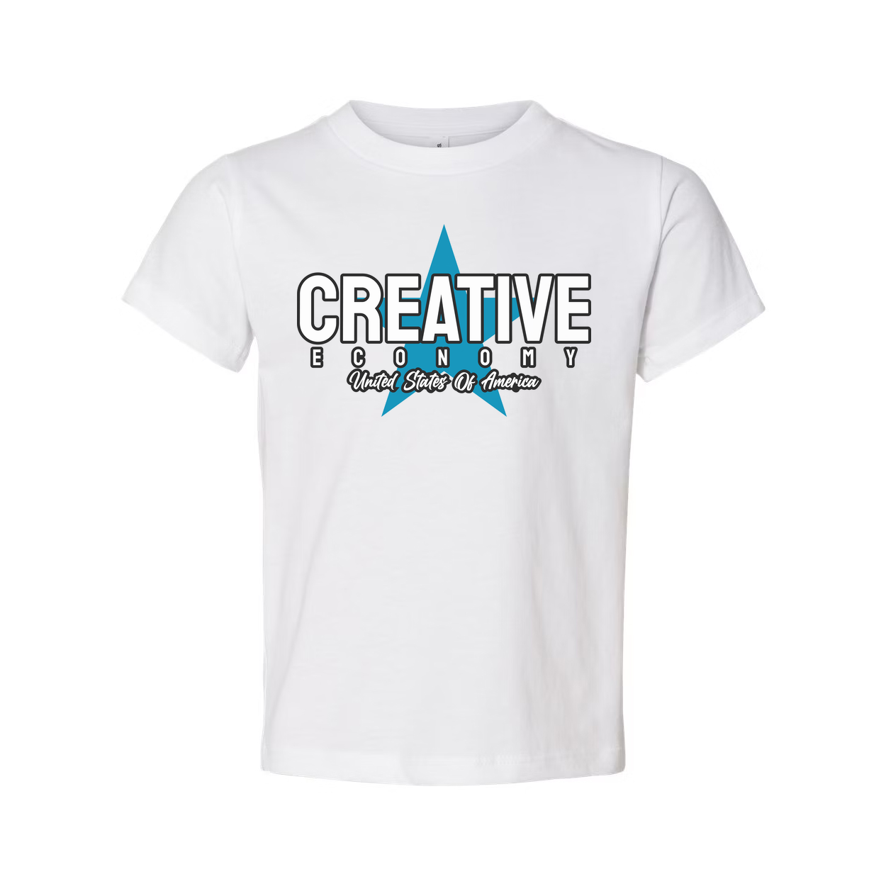 Creative Economy USA Graphic T Shirt For Unisex Tee With Blue Star Emblem Design
