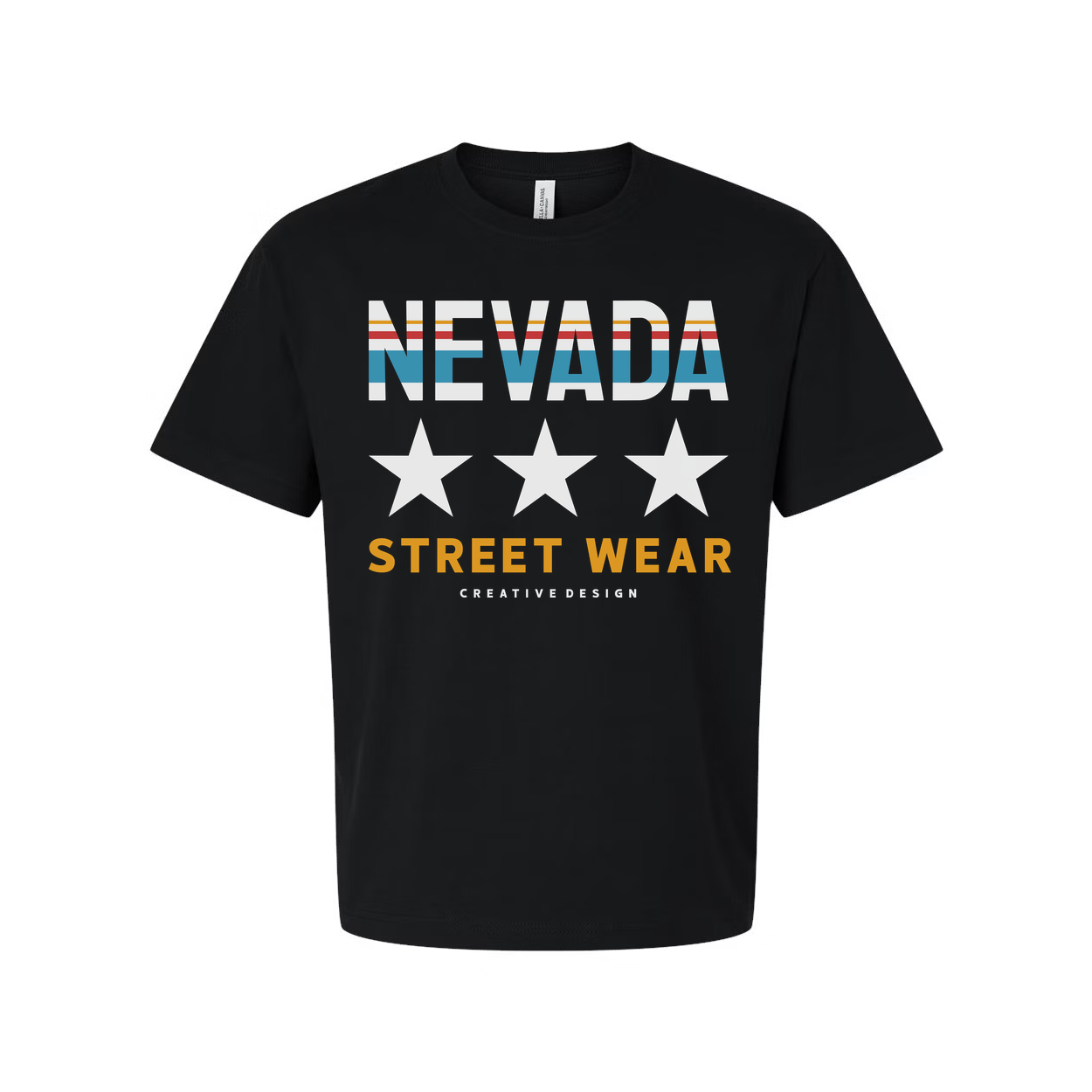 Nevada Street Wear Graphic T Shirt Unisex Crew Neck Stars And Stripes Logo Print