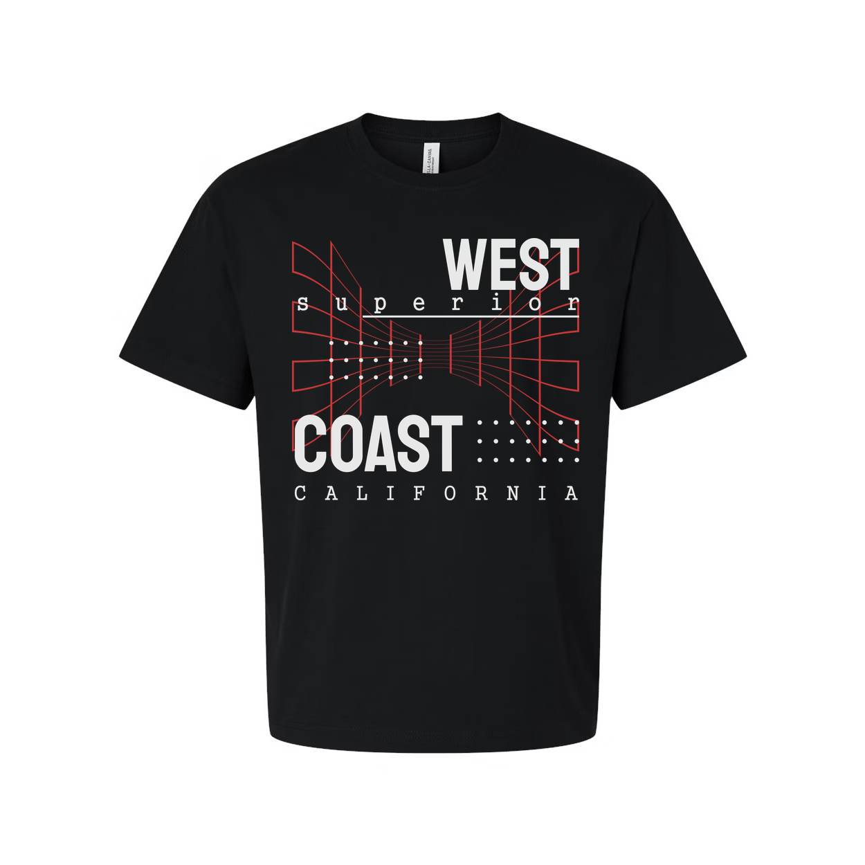 West Coast California Graphic T Shirt Unisex Tee With Red Geometric Design Artwork