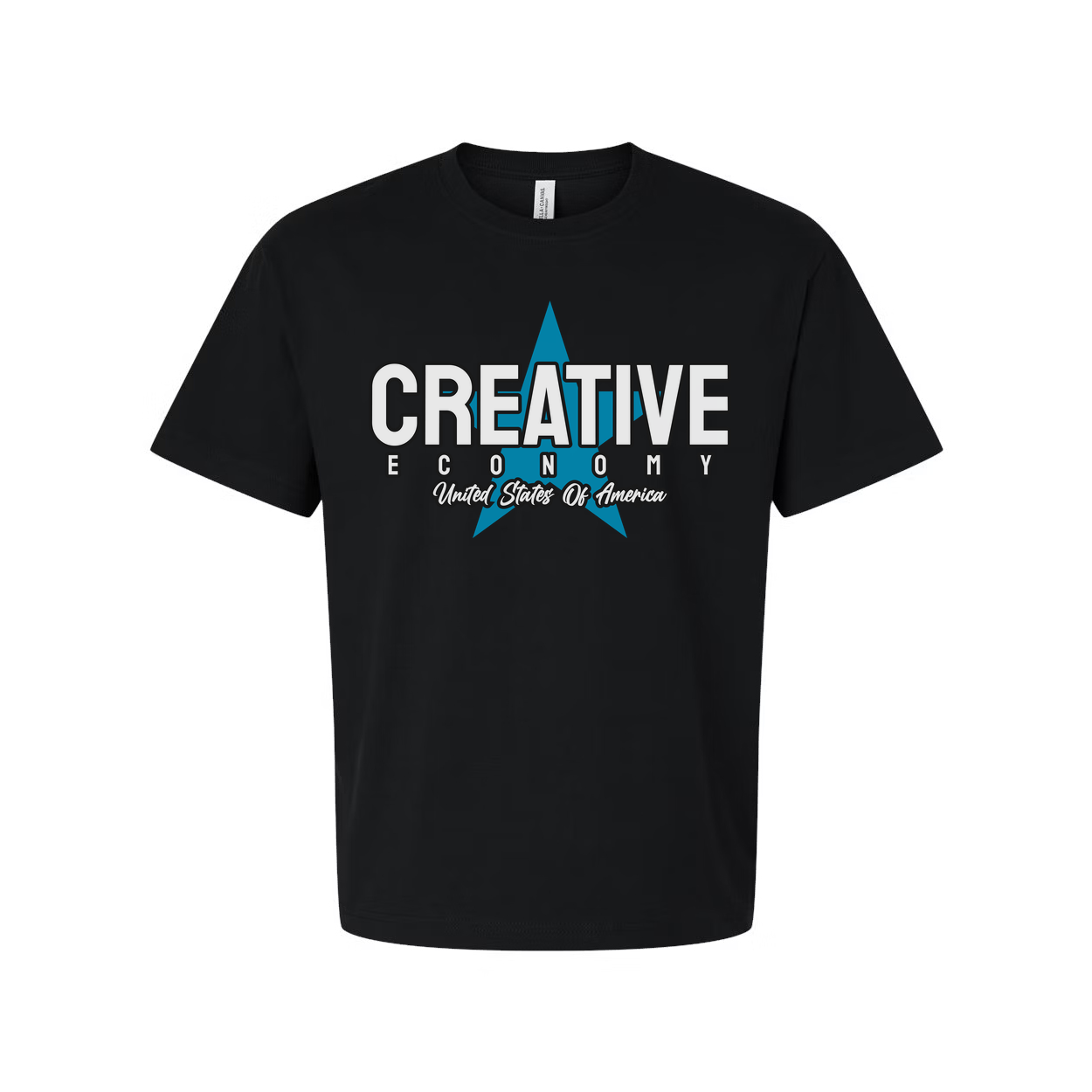 Creative Economy USA Graphic T Shirt For Unisex Tee With Blue Star Emblem Design