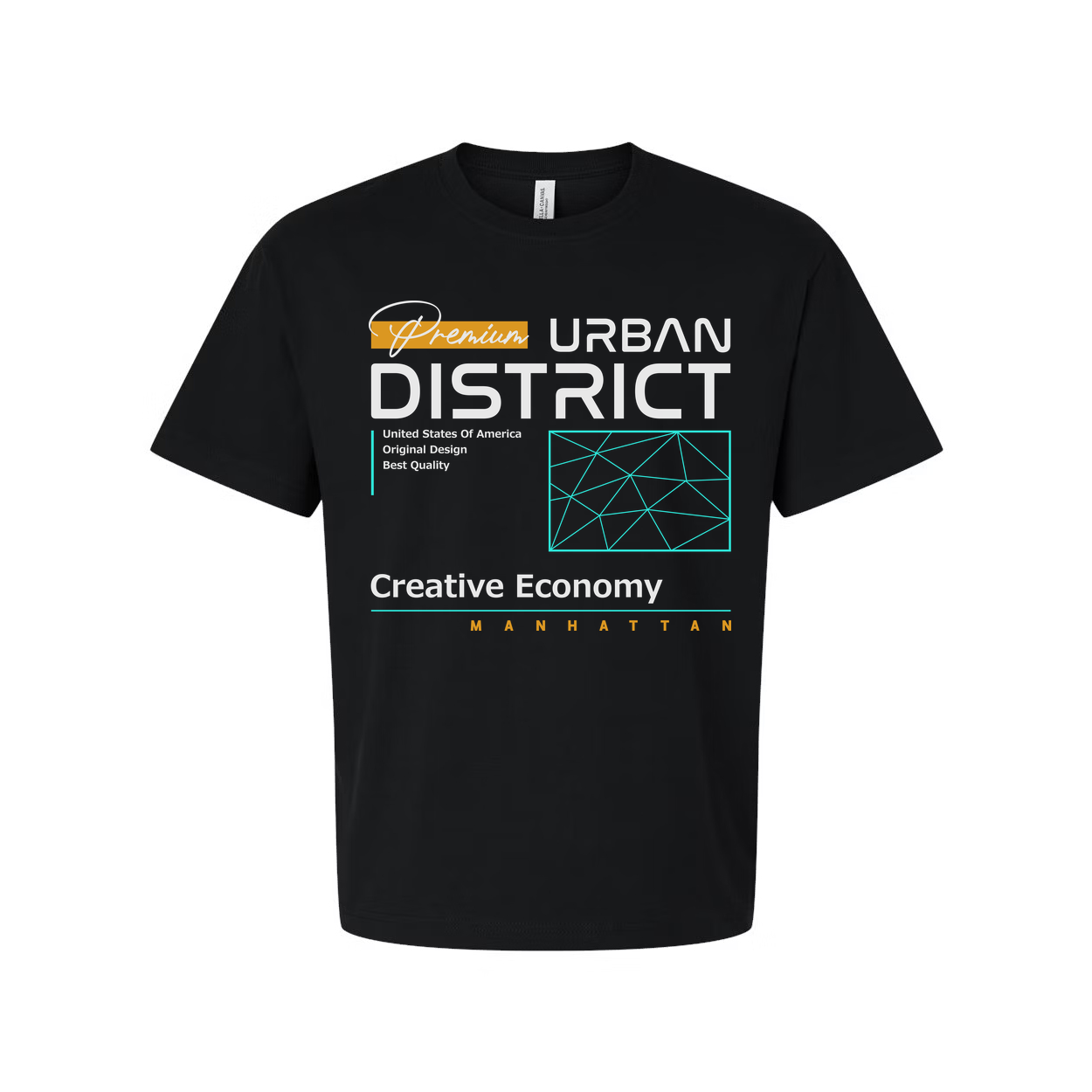 Urban District Unisex T Shirt Graphic With Creative Economy Manhattan Theme And Geometric Accents