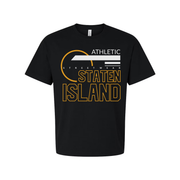 Staten Island Athletic Streetwear Unisex T Shirt With Orange Circular Graphic Design