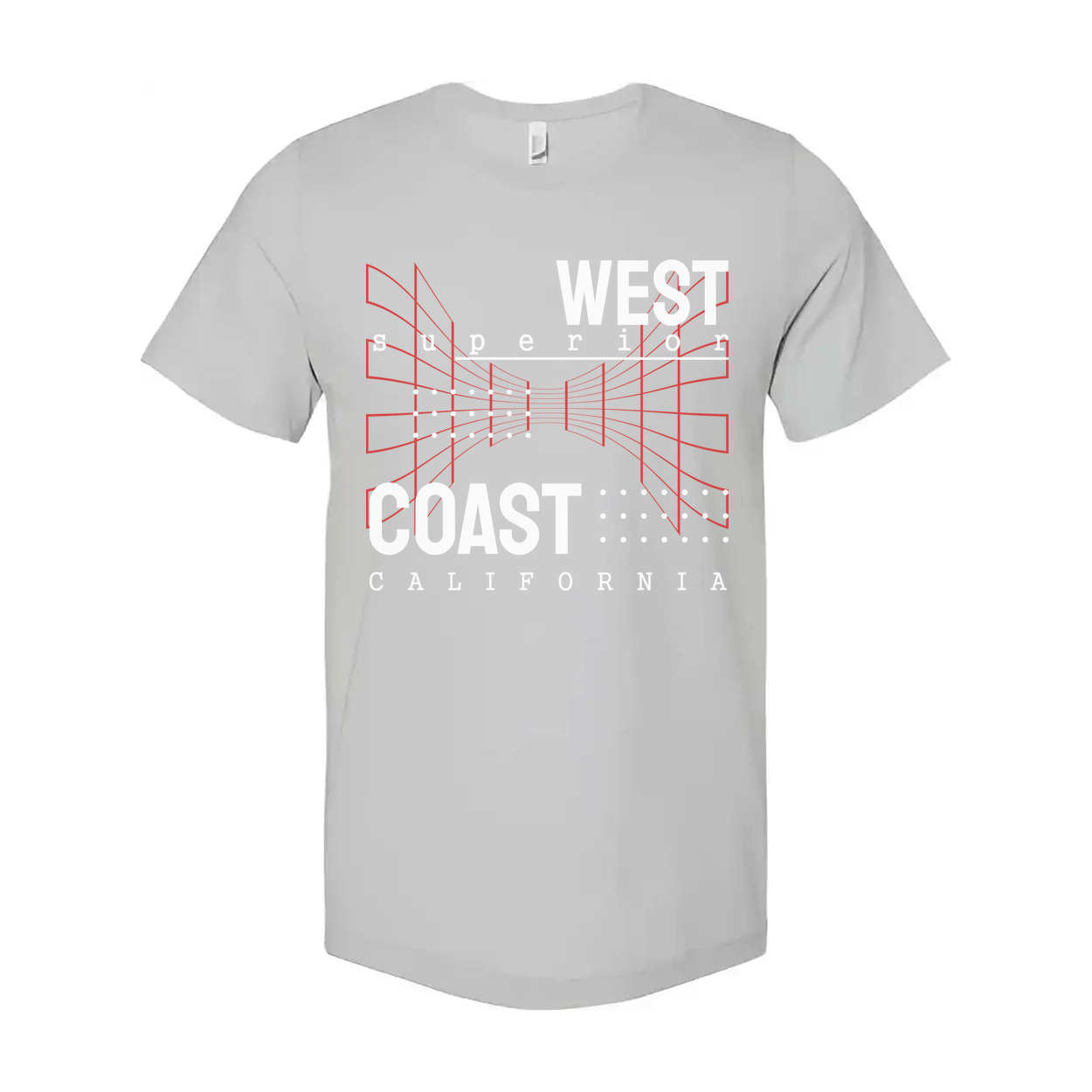 West Coast California Graphic T Shirt Unisex Tee With Red Geometric Design Artwork