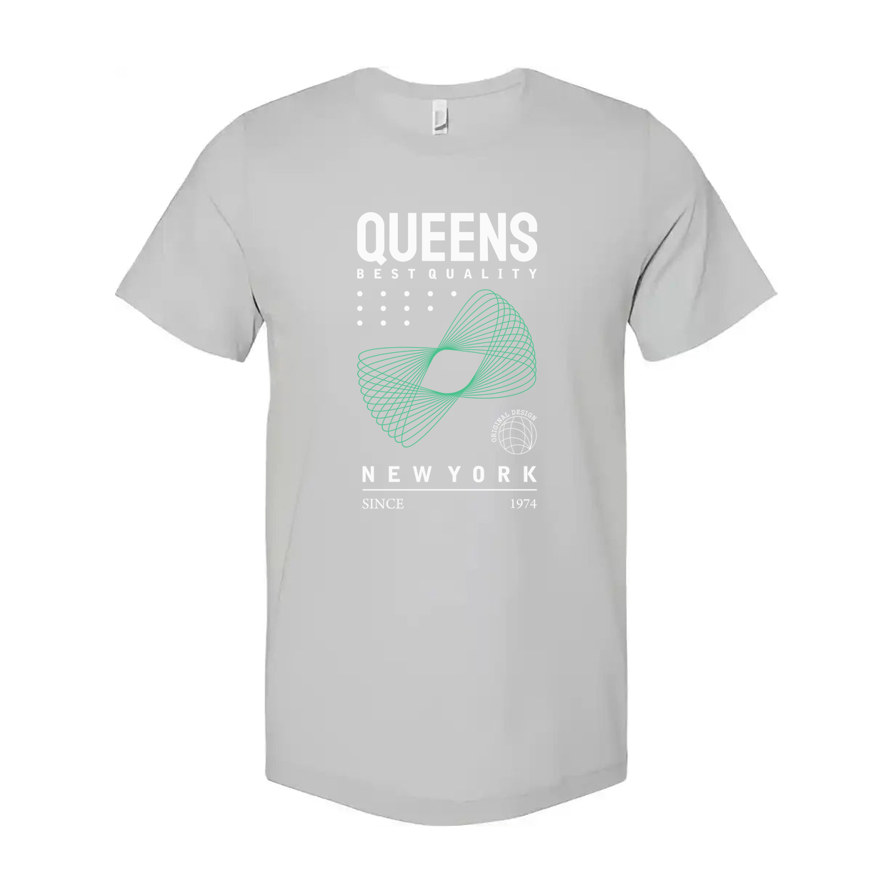 Unisex Queens Graphic T Shirt With New York Design And Mint Geometric Logo Print Since 1974