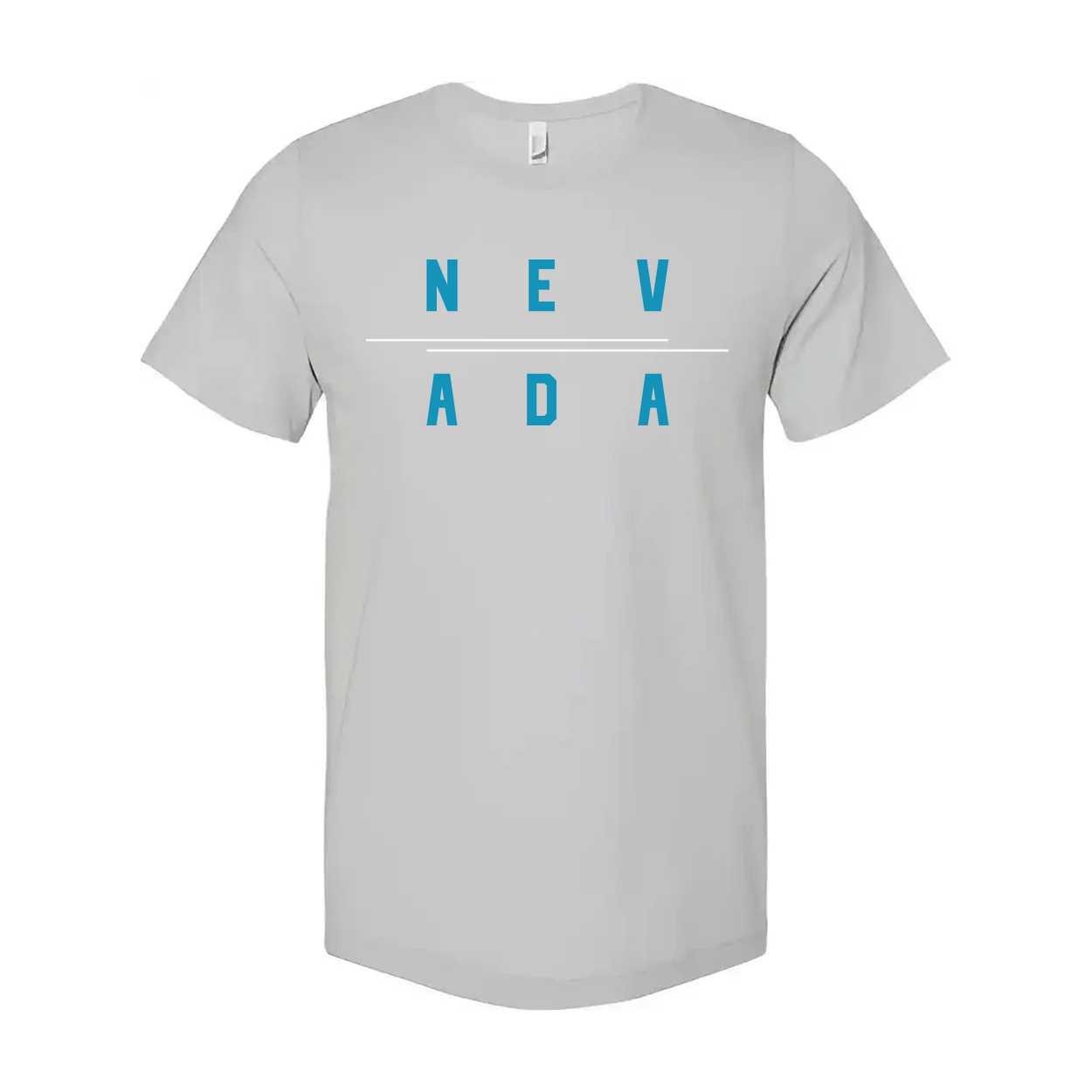 Nevada Split Text Graphic Tee For Unisex Wear Shirt With Blue Nev Ada Design