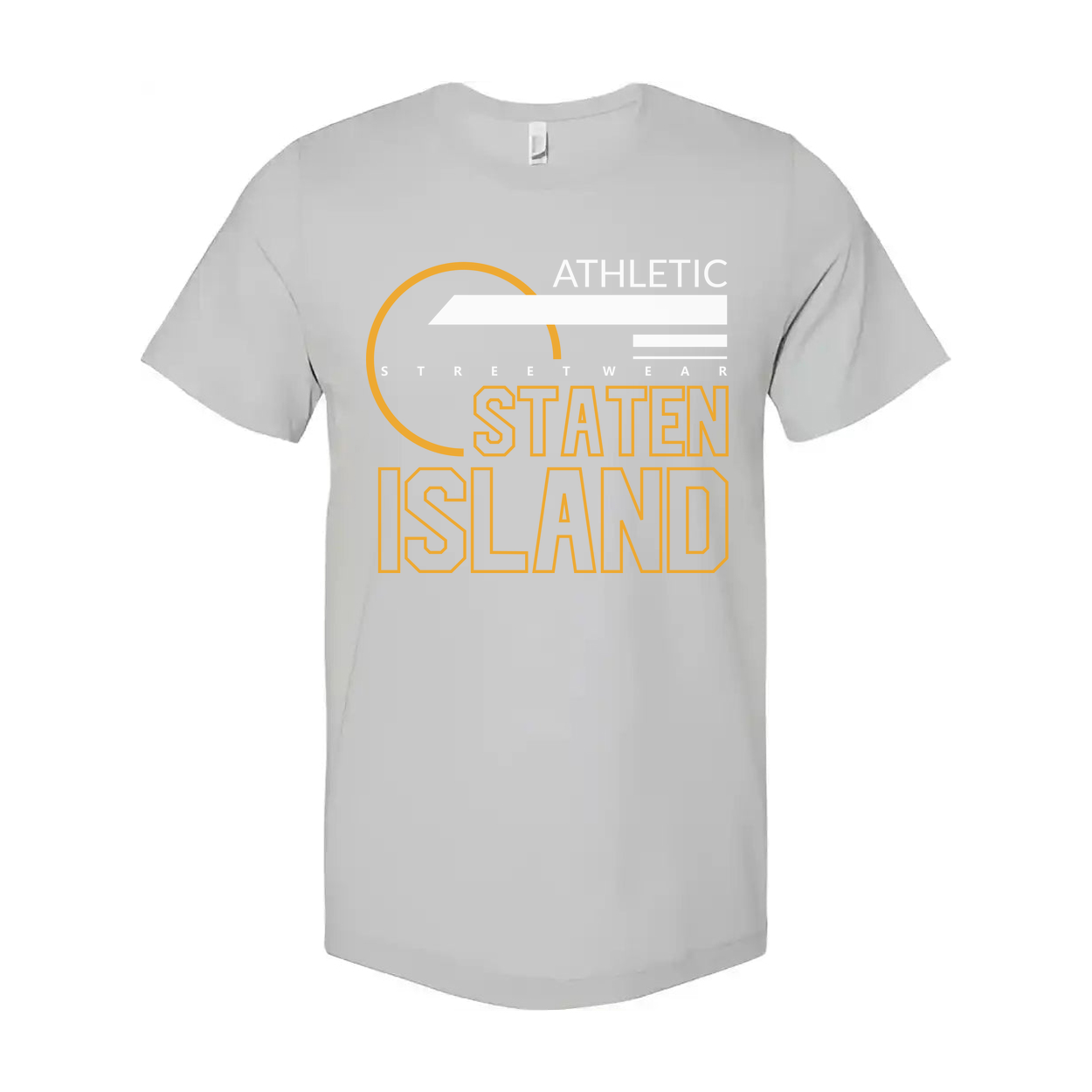 Staten Island Athletic Streetwear Unisex T Shirt With Orange Circular Graphic Design