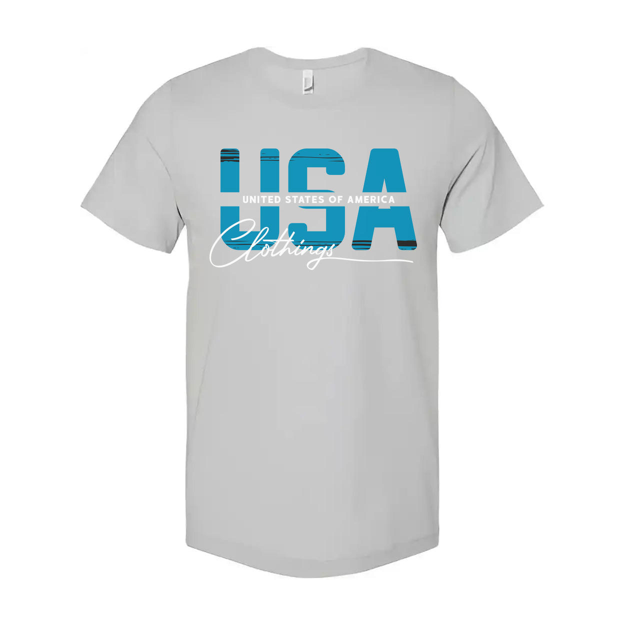 Unisex White T Shirt With Bold USA Graphic Print And Script Clothing Design Logo And Artwork