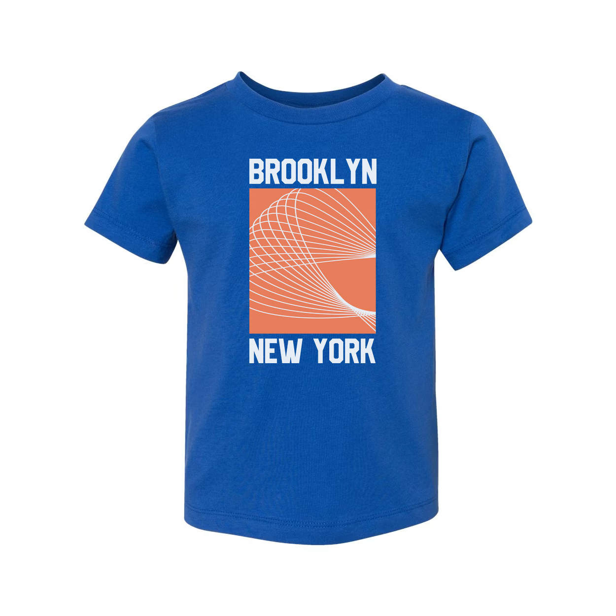 Brooklyn New York Unisex Graphic T Shirt With Orange Square Geometric Spiral Design