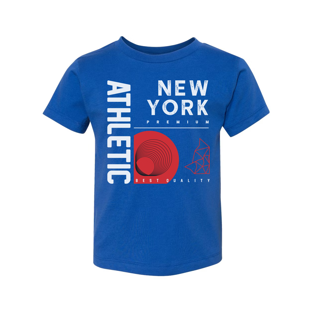 Urban New York Premium Graphic Unisex T Shirt With Red Concentric Circle And Geometric Shapes
