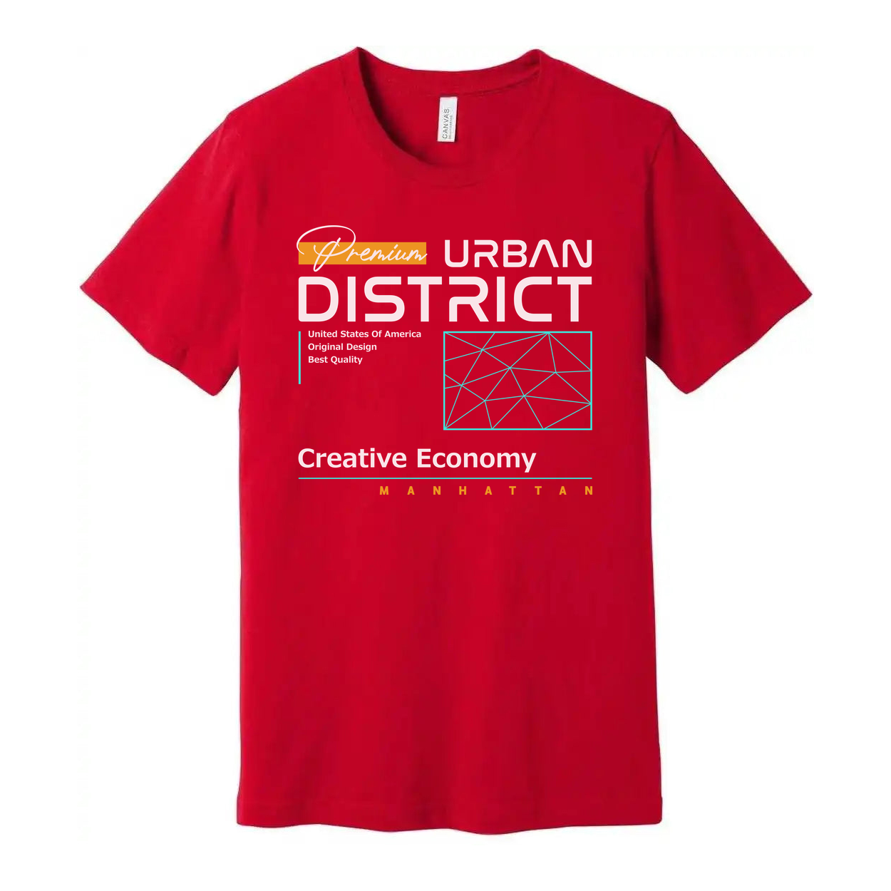 Urban District Unisex T Shirt Graphic With Creative Economy Manhattan Theme And Geometric Accents
